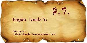 Hayde Tamás névjegykártya